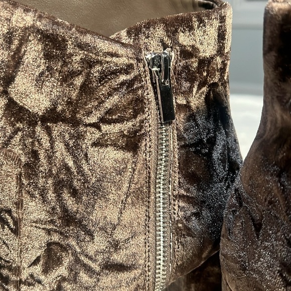 Gianni Bini Sz 10 Brown Crushed Tan Velvet High heel Platform Festival Boots NWT - Picture 7 of 16